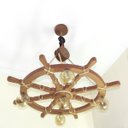 Ver imagem 5 de Lustre Luminária Pendente 85cm Leme de Navio Rústico 5b