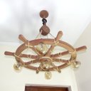 Ver imagem 3 de Lustre Luminária Pendente 85cm Leme de Navio Rústico 5b