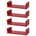 Ver imagem 1 de Kit 4 Prateleiras U 40 X 15cm Vermelha Suporte Invisível