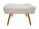 Ver imagem 3 de Kit 2 Poltronas Decorativa Isis + Puff Retangular Couro Bege Pés Madeira Ms Decor