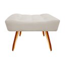 Ver imagem 3 de Kit 2 Poltronas Decorativa Isis + Puff Retangular Couro Bege Pés Madeira Ms Decor
