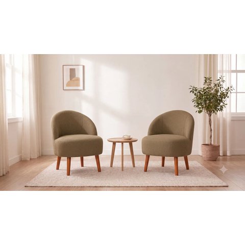 Kit Duas Poltronas Decor Leitura Cadeiras Estofadas Jade Cappuccino Liso