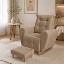Ver imagem 1 de Poltrona de Amamentação Balanço com Puff Ternura em Bouclê Elegância e Design Moderno Capuccino