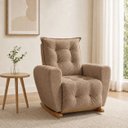 Ver imagem 4 de Poltrona de Amamentação Balanço com Puff Ternura em Bouclê Elegância e Design Moderno Capuccino