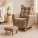Ver imagem 2 de Poltrona de Amamentação Balanço com Puff Ternura em Bouclê Elegância e Design Moderno Capuccino
