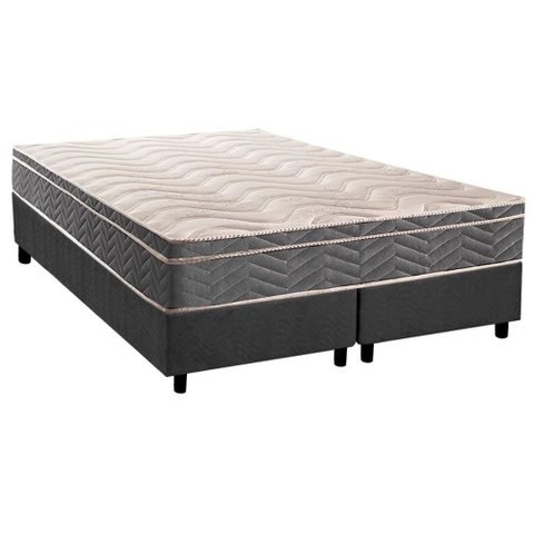 Conjunto Box Queen: Colchão Anatômico Paropas D45 Confort Mega Firme + Base Crc Suede Gray (