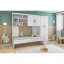Ver imagem 1 de Jogo de Quarto Chiara 3 Peças Guarda Roupa 2 Portas Módulo Aéreo Cama MDP Branco