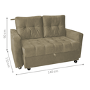 Ver imagem 2 de Sofá-Cama Verona Turkey Cappuccino 140cm em Veludo para Sala Quarto e Visitas