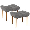 Ver imagem 1 de Kit 02 Puffs Decorativo Para Sala De Estar Requinte L02 Linho Cinza Escuro - Lyam Decor