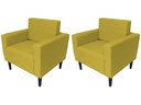 Ver imagem 1 de Kit 2 Poltronas Decorativa Leticia Slim Couro Amarelo Pés Madeira Ms Decor