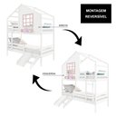 Ver imagem 5 de Beliche Casinha com Janela com Escada/ Escorregador e Grade de Proteção Madeira Maciça Branco/