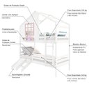 Ver imagem 3 de Beliche Casinha com Janela com Escada/ Escorregador e Grade de Proteção Madeira Maciça Branco/