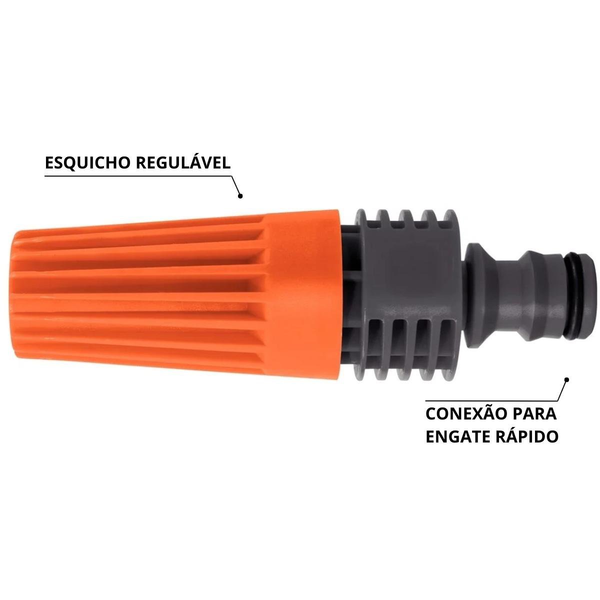Esguicho P/ Engate Rápido C/ Jato Regulável +Torneira +Engate Rápido 3/4" e 5/8" +Bico Engate Rápido - 9