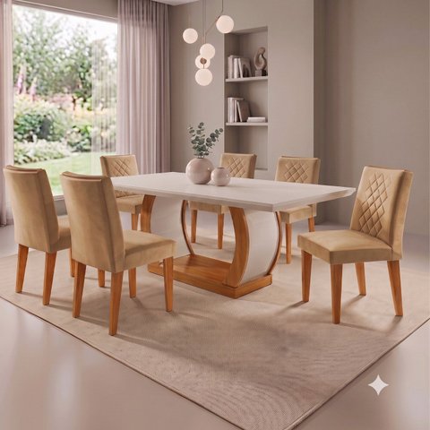 Conjunto Sala de Jantar Kate 6 Cadeiras Kate