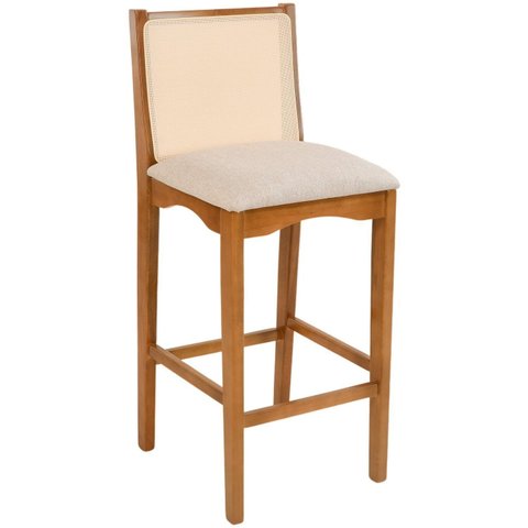 Banqueta Madeira Maciça Encosto Tela Sling Toscana Marrom/Carvalho