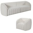 Ver imagem 2 de Conjunto Sala de Estar Sofá 292cm 4 Lugares e Poltrona Adam Boucle Branco G45 - Gran Belo Conjunto A