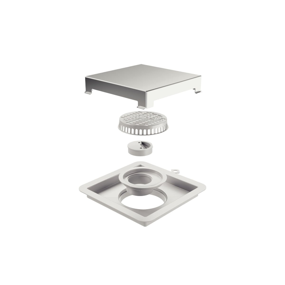 Ralo Tramontina Square em PVC com Tampa em Aço Inox 15 x 15 cm - 2