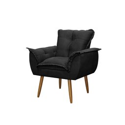 Kit 02 Poltronas Decorativas Opala Lux Sala Recepeção Preto - Visan Estofados - 4