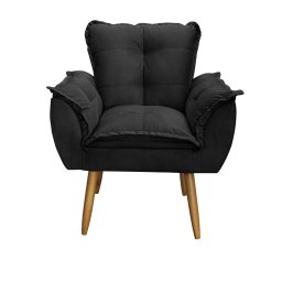 Kit 02 Poltronas Decorativas Opala Lux Sala Recepeção Preto - Visan Estofados - 2