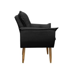 Kit 02 Poltronas Decorativas Opala Lux Sala Recepeção Preto - Visan Estofados - 5