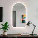 Ver imagem 1 de Espelho Decorativo de Parede Orgânico com Led Frio 55x75 para Sala Quarto Banheiro Hall Mod. Capela