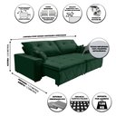 Ver imagem 3 de Sofá Toquio Retratil e Reclinavel 2,92 Mts Suede Verde Sd Estofados