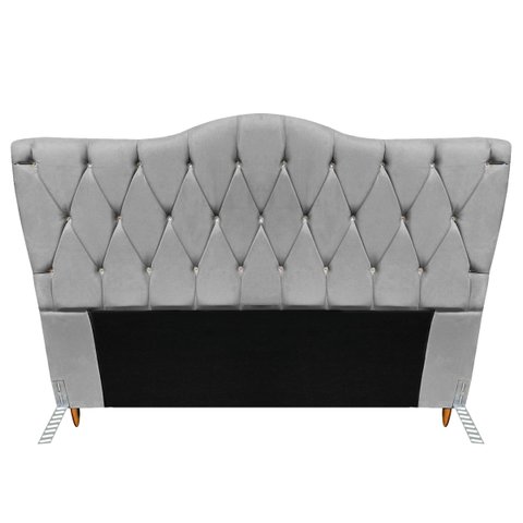 Cabeceira Queen Size Cama Box de Casal Quarto Estofada Barcelona 160cm:suede Cinza Claro