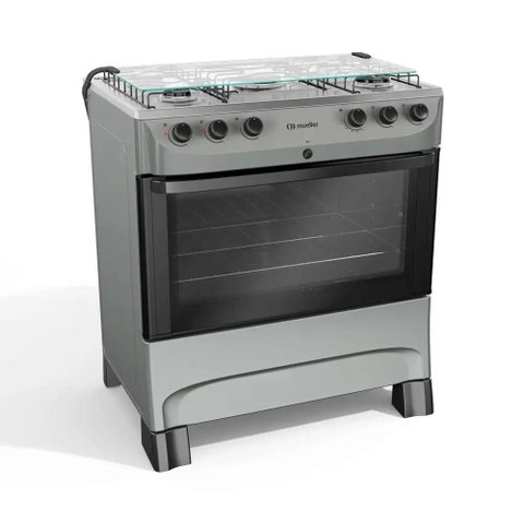Fogão 5 Bocas a Gás Mueller com Acendimento Automático e Forno 81,6l Titânio Bivolt - Mfi5bb