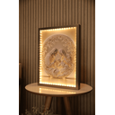 Ver imagem 1 de Quadro Decorativo Iluminado Sagrada Família 40x30cm Led Moldura Prata Vidro