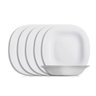 Jogo 6 Prato Fundo Branco Quadrado Square 22cm Vidro Opalino Sopa Massas em Casa Tem - 1