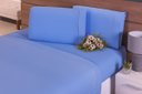 Ver imagem 1 de Jogo Lençol 4 Peças Cama Viúva 2,00mx1,10mx32cm 100% Algodão 200 Fios Ponto Palito Azul