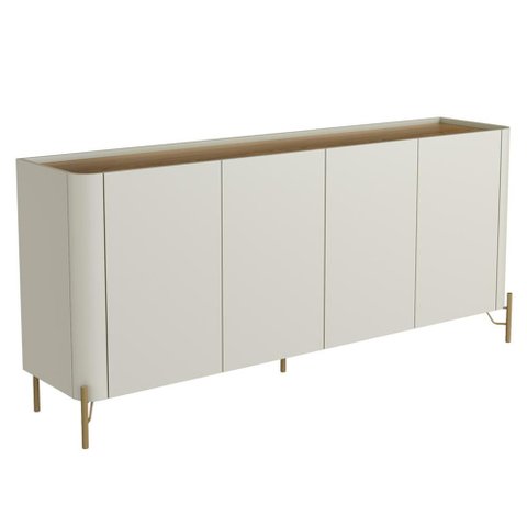 Aparador Buffet para Sala de Jantar 4 Portas Pés Industrial Dourado Naim I03 Luna Louro - Lyam