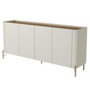 Ver imagem 5 de Aparador Buffet para Sala de Jantar 4 Portas Pés Industrial Dourado Naim I03 Luna Louro - Lyam