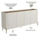 Ver imagem 3 de Aparador Buffet para Sala de Jantar 4 Portas Pés Industrial Dourado Naim I03 Luna Louro - Lyam
