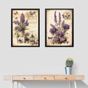 Ver imagem 1 de Kit 2 Quadros Flores de Lavanda - Borboletas 45x34cm - com Vidro:moldura Preta