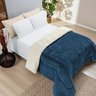 Cobertor Sherpa com Manta Queen Dupla Face Azul Casen - 1