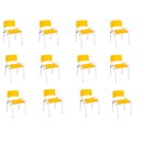 Ver imagem 2 de Kit 12 Cadeira Iso Infantil Creche, Escola Base Branco Amarelo