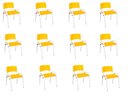 Ver imagem 2 de Kit 12 Cadeira Iso Infantil Creche, Escola Base Branco Amarelo