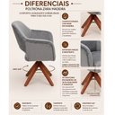 Ver imagem 4 de Poltrona Decorativa Estofada Zara Pé Giratório Madeira:Veludo Cinza