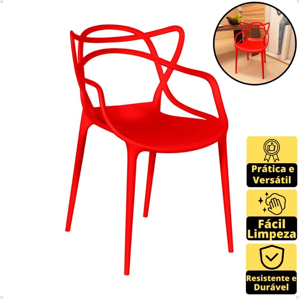 Kit 12 Cadeiras Allegra Empilhável com Inmetro Magazine Decor - Vermelho - 3