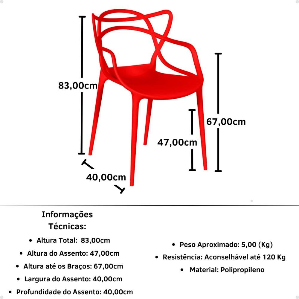Kit 12 Cadeiras Allegra Empilhável com Inmetro Magazine Decor - Vermelho - 5