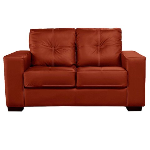 Sofá de Couro 2 Lugares Londres 151cm M06 Cor Conhaque com Brilho 457 - Doce Sonho Móveis SOFÁ 2 LUG