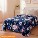 Ver imagem 2 de Cobertor de Casal Manta Microfibra Antialérgico 1,8x2,2m Azul e Floral Rosa e Amarelo Camesa