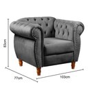 Ver imagem 2 de Sofá Nobreza Chesterfield 2 Lugares 103cm Cinza Veludo Clássico Bella Decor