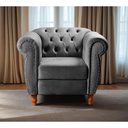 Ver imagem 3 de Sofá Nobreza Chesterfield 2 Lugares 103cm Cinza Veludo Clássico Bella Decor