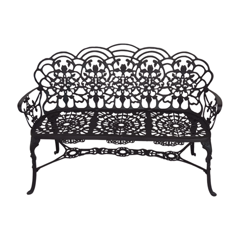 Banco de Jardim Jardim 3 Lugares Preto Fosco em Alumínio Fundido Unifer Móveis