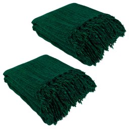 Kit 2 Mantas Para Sofá Verde 240x180 em Algodão - 1