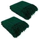 Ver imagem 1 de Kit 2 Mantas para Sofá Verde 240x180 em Algodão