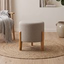 Ver imagem 1 de Puff Elegance em Linho com Pés de Madeira Design Minimalista para Sala Moderna Sofisticada - Bege