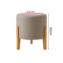 Ver imagem 4 de Puff Elegance em Linho com Pés de Madeira Design Minimalista para Sala Moderna Sofisticada - Bege